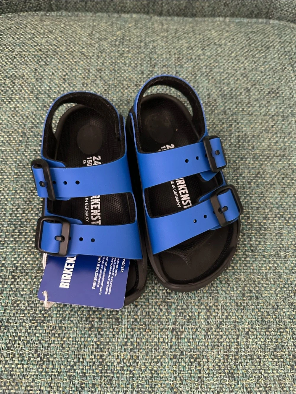 Birkenstock Ultrablue-Black-Strap Sandals with Black Buckle